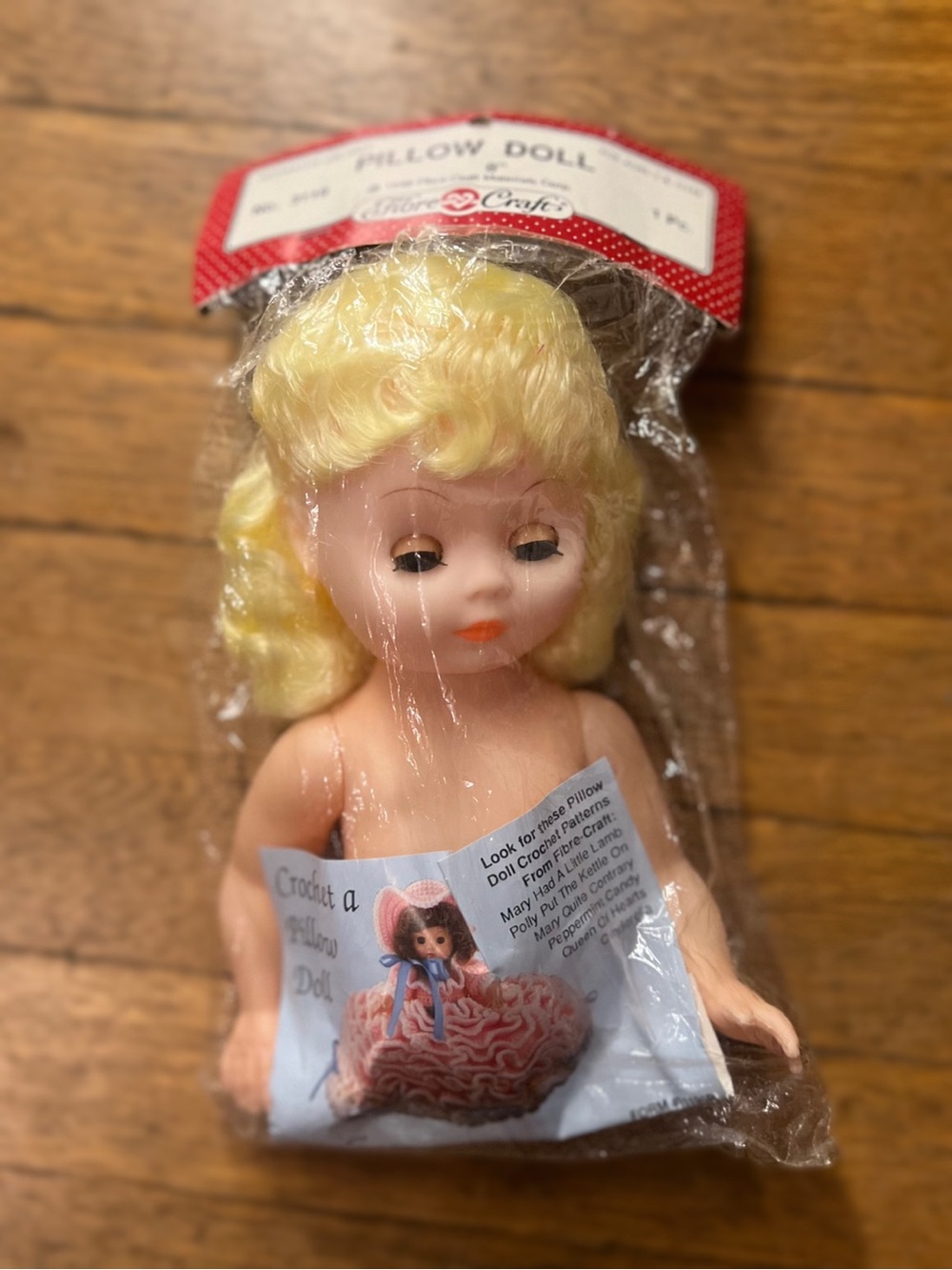 Vintage-Style Pillow Doll with Blonde Hair 8”